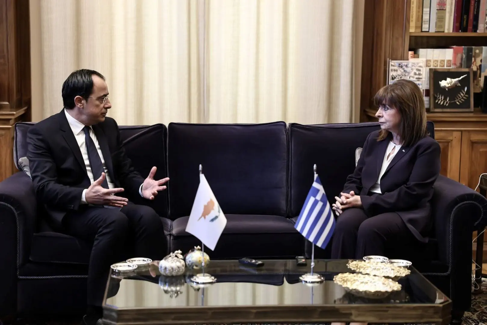 Δηλώσεις Κατερίνας Σακελλαροπούλου και Νίκου Χριστοδουλίδη κατά τη συνάντησή τους στο Προεδρικό Μέγαρο 4